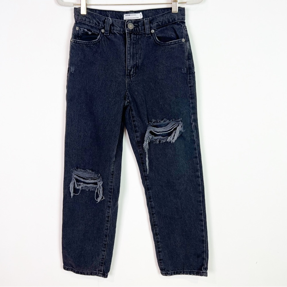 GARAGE DENIM BLACK VINTAGE HIGH RISE STRAIGHT JEANS SZ WOMENS 0/24
